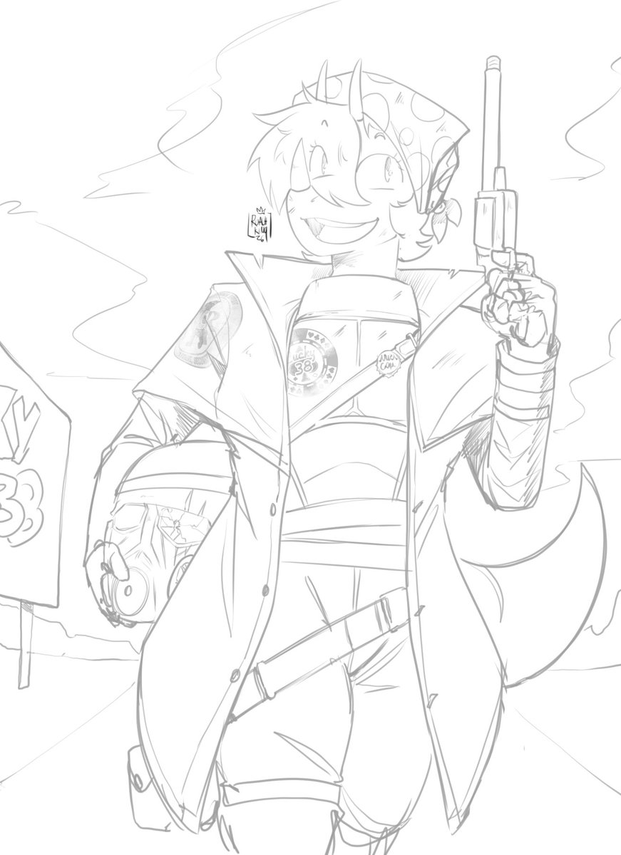 Roach_kinq's tweet photo. "The Mojave desert is kinda scary, right??? But it's got a lotta cool stuff!!!"  

One more warmup doodle from last night

#holdontomi #falloutnewvegas https://t.co/Sobpuu0n10