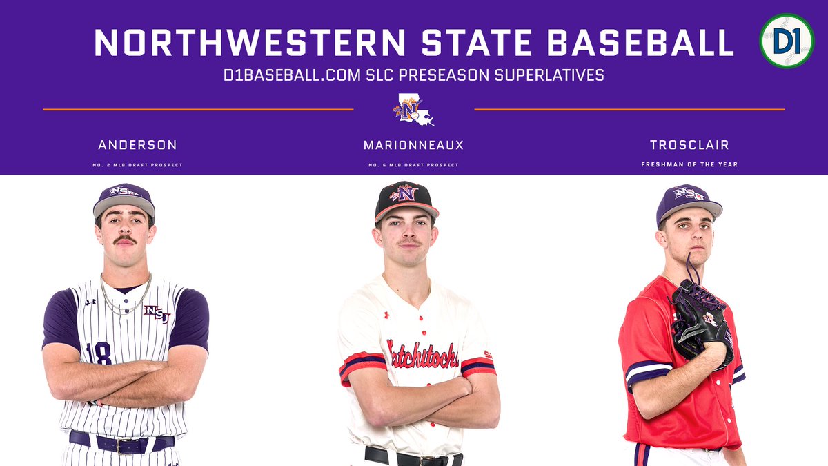 Congratulations to Austin Anderson, Dylan Marionneaux and Brody Trosclair on their preseason SLC recognition from <a href="/d1baseball/">D1Baseball</a>.

<a href="/AustinAbo/">Austin Anderson</a>: No. 2 MLB Draft prospect
<a href="/DylanMarionnea3/">Dylan Marionneaux</a>: No. 6 MLB Draft prospect
Trosclair: Preseason Freshman of the Year

#ForkEm x #BStroBoys