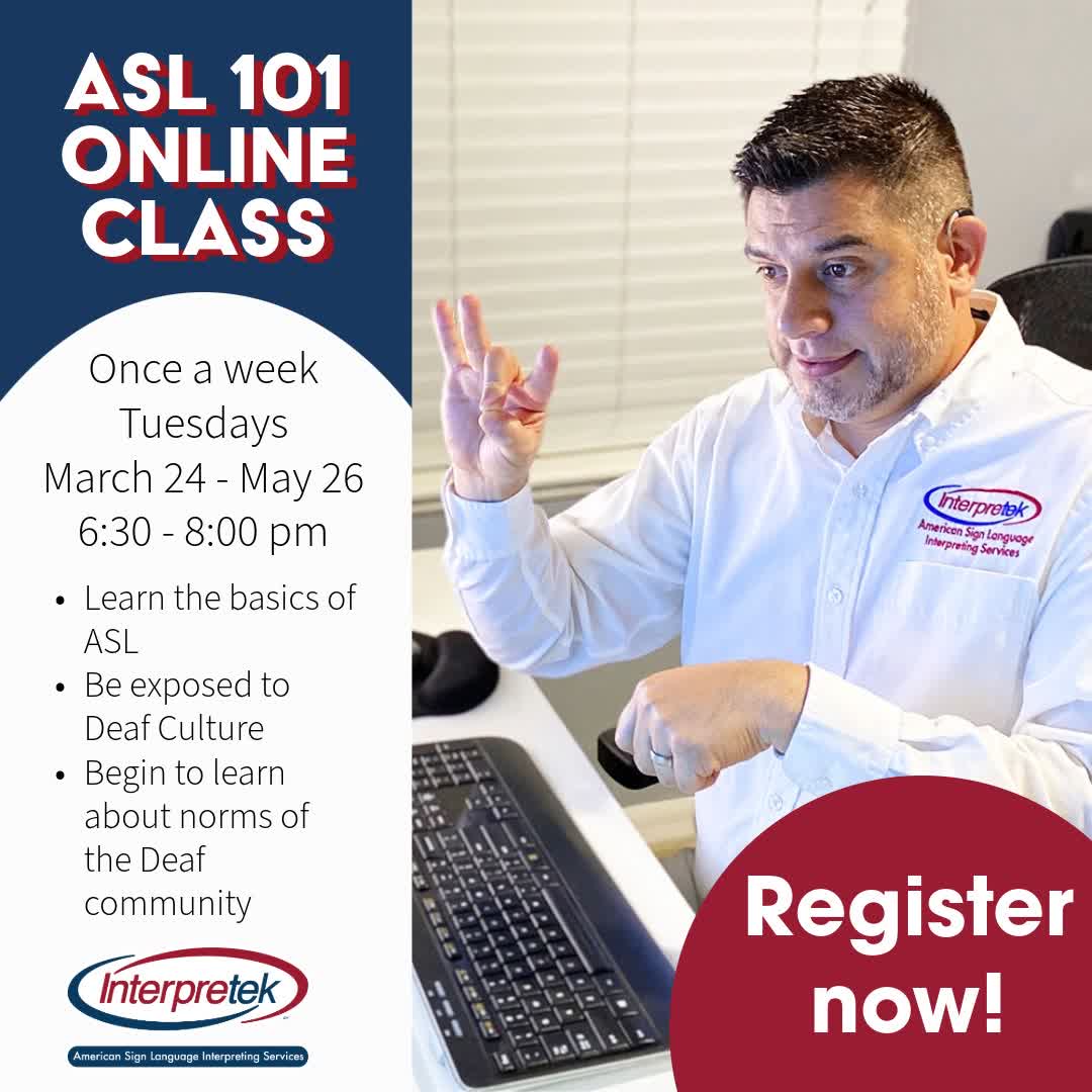 Online ASL 101 class registration is now OPEN! 
🗓️ Tuesday I March 24 - May 26
🕰️ 6:30 - 8:00 PM EDT (Online)
Register now at 👉 bit.ly/3ZqE3yi 

Have you taken ASL classes before and want to learn more?
Continue your journey with our advanced ... bit.ly/3LsOspJ