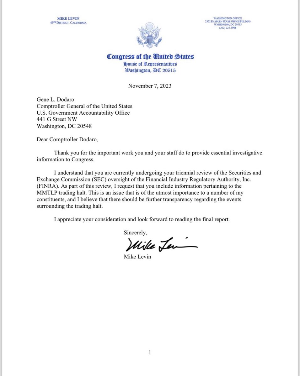 whisskier's tweet image. November 2023 @RepMikeLevin 
requested @USGAO dig into &amp;amp; provide transparency into FINRA U3 Halt of MMTLP as many Veterans had been fleeced by what turns out to be regulatory collusion.
We suggest you take Dr. @palikaras up on his generous offer before more FOIA evidence arrives.