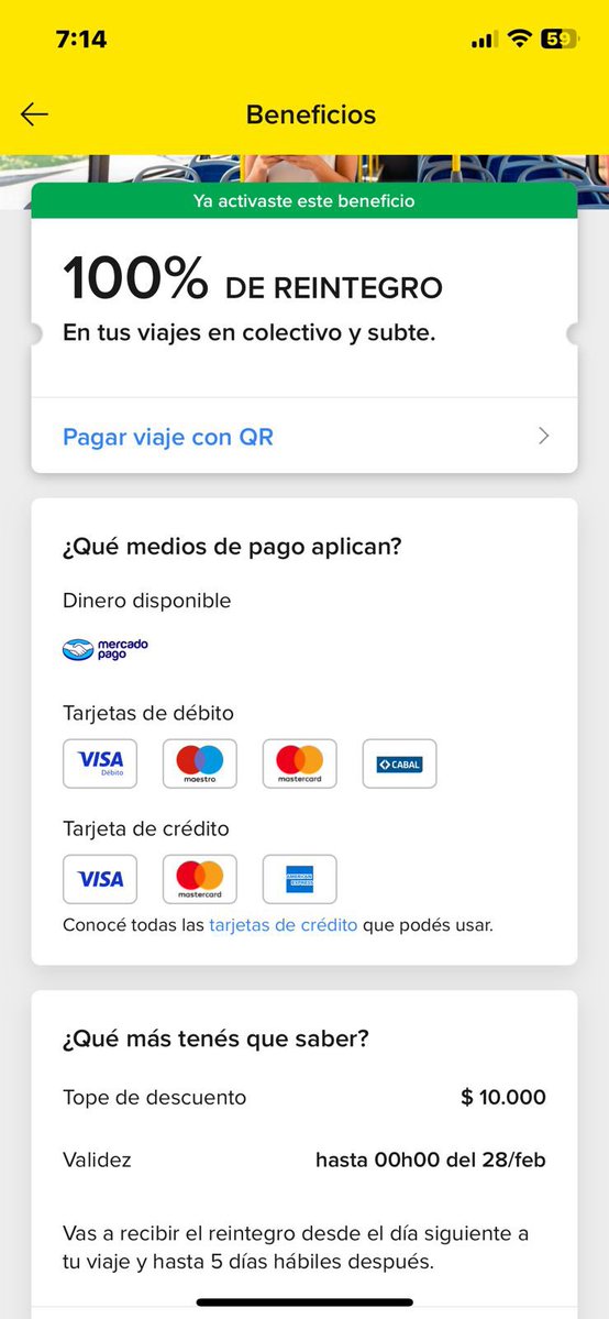 ahorraconana's tweet image. VIAJES GRATIS EN COLECTIVO Y SUBTE PAGANDO CON MERCADO PAGO!
Me llegó recién para activar el beneficio al 100%, NO es para todos!
A algunos no les aparece o les sale para activar un 60%!
Tope $10.000