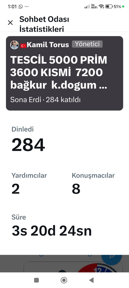 Canlı odamıza katılan tüm başkanlarımıza 
Değerli konuşmacılarımaza vetüm mağdur dinleyicilerimize çok teşekkürler <a href="/ArzuLastikci/">EYT & EF Arzu LASTİKCİ</a> <a href="/EmadDernegi/">EMEKLİLİKTE ADALET DERNEĞİ ⚖️</a> <a href="/esmeray_nalan/">NalanESMERAY</a> <a href="/TanerYagan3527/">Taner Yağan</a> <a href="/tuncay17yenice1/">TUNCAY</a> <a href="/EmekliVeOfkeli3/">mücayit___Yıldız</a> <a href="/B_Palandoken/">Bendevi Palandöken</a> <a href="/Akparti/">AK Parti</a> <a href="/RTErdogan/">Recep Tayyip Erdoğan</a> <a href="/herkesicinCHP/">CHP 🇹🇷</a> <a href="/eczozgurozel/">Özgür Özel</a> <a href="/_ozkal_/">Özkal_</a>