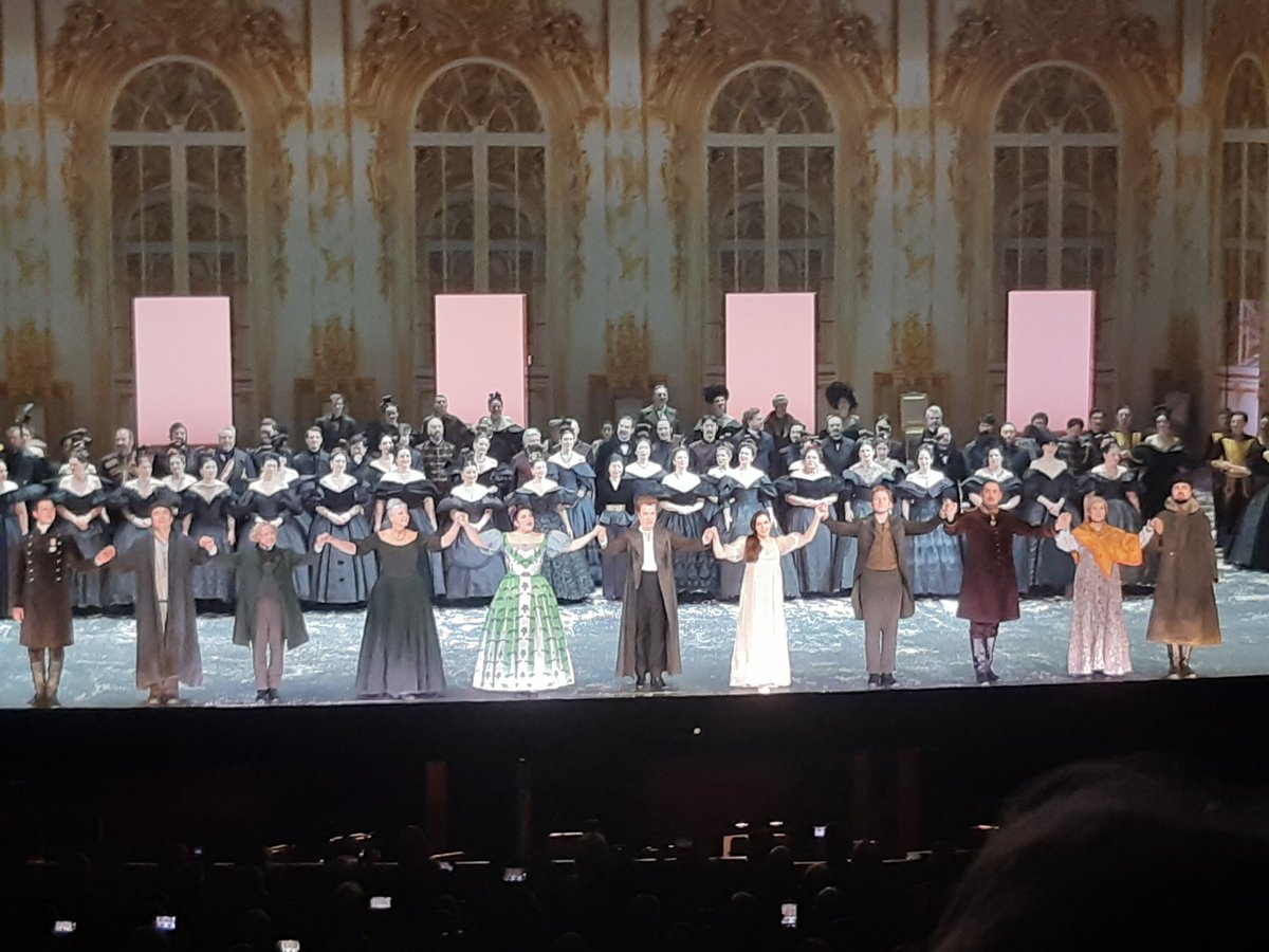 latonella's tweet image. Curtain call #Onegin @operadeparis great male team! Boris Pinkhashovic as Onegin, Bogdan Volkov as Lenski and Tsimbalyuk as Gremin! And Peter Bronder as Mr. Triquet! Elena Zaremba wonderful Filippevna