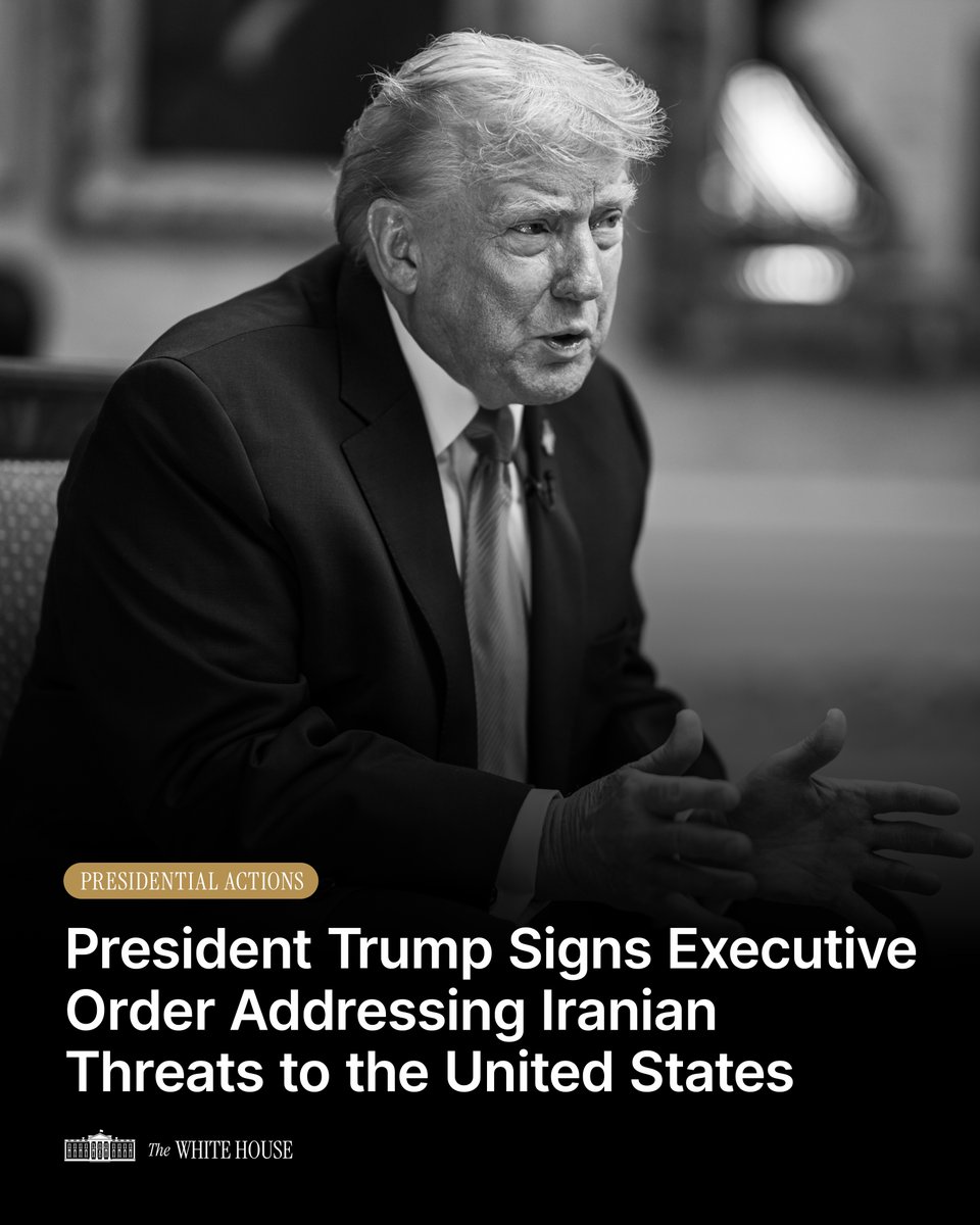 President Donald J. Trump signs an Executive Order confronting the Iranian regime, establishing a process to impose tariffs on countries that continue purchasing goods or services from Iran.

Protecting America’s national security, foreign policy, and economy. 🇺🇸