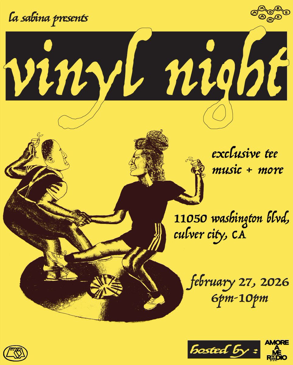 amoreloveadam's tweet photo. Join us Friday, February 27th for Vinyl Night presented by La Sabina wine bar &amp; Hosted by AMORE A ME  An exclusive tee will be available for sale on this night and this night only!

RSVP here: https://t.co/j7acHgCRY8 https://t.co/Zc7tc7tDum