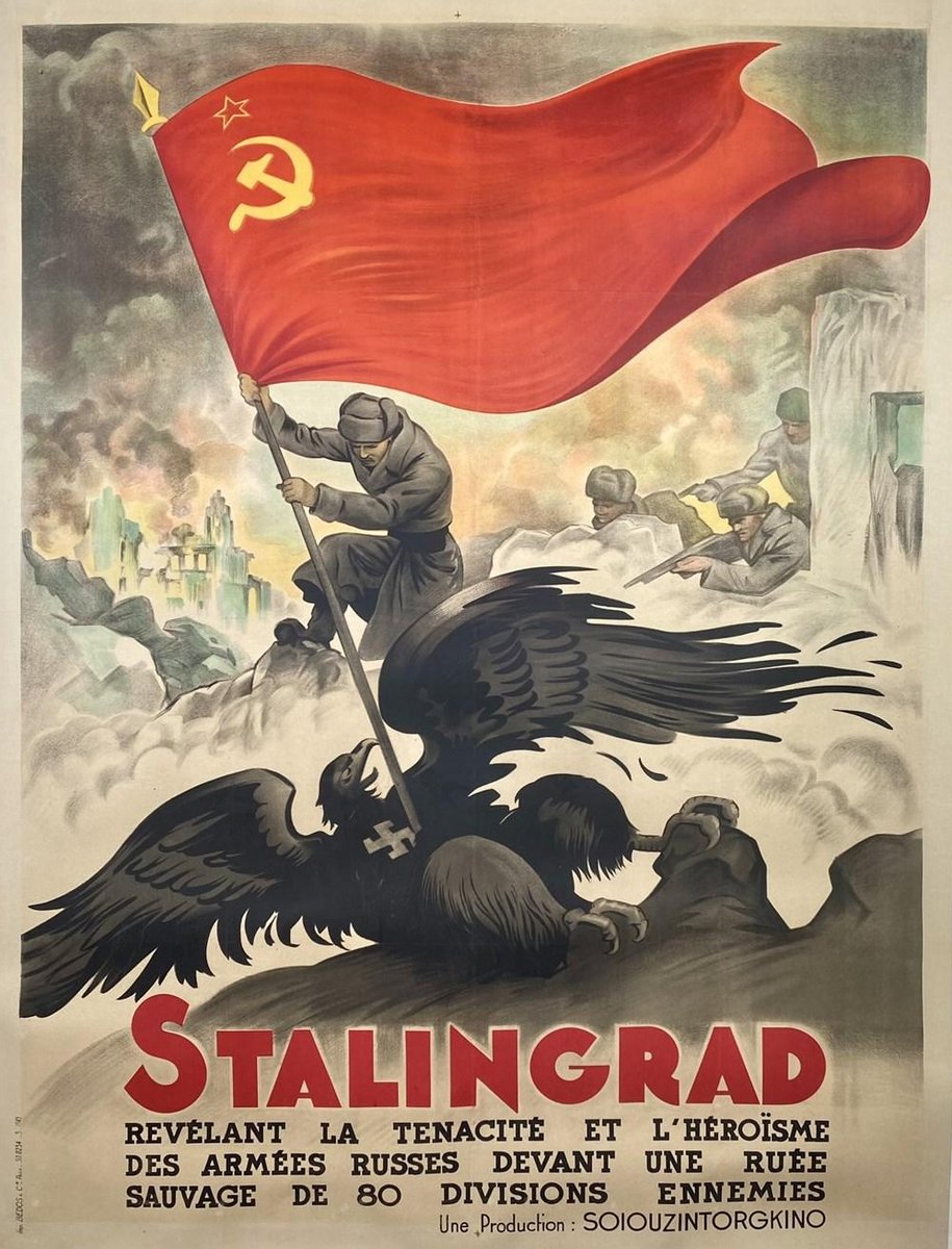 propagandopolis's tweet image. French promotional poster for the 1943 Soviet film 'Stalingrad'.