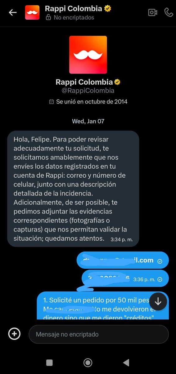 dfleonmo's tweet image. Desde el 7 de enero @RappiColombia  está revisando un caso en el que se quedaron con 50 mil. Qué se debe hacer con todos los recursos que a diario se quedan con supuestos "errores" que tardan meses o nunca devuelven. @sicsuper @SFCsupervisor cuánto dinero recaudan (captan) ?