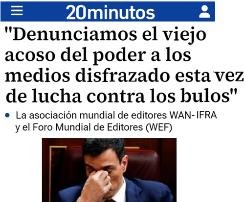 CCivicaCatalana's tweet image. Varapalo a Sánchez de las dos asociaciones mundiales de prensa, con 18.000 periodistas en 109 países.

Denuncian su ataque a la democracia: 

"Los bulos son el disfraz para acosar a medios contrarios al gobierno. La libertad de prensa es para proteger al ciudadano, no al poder”.
