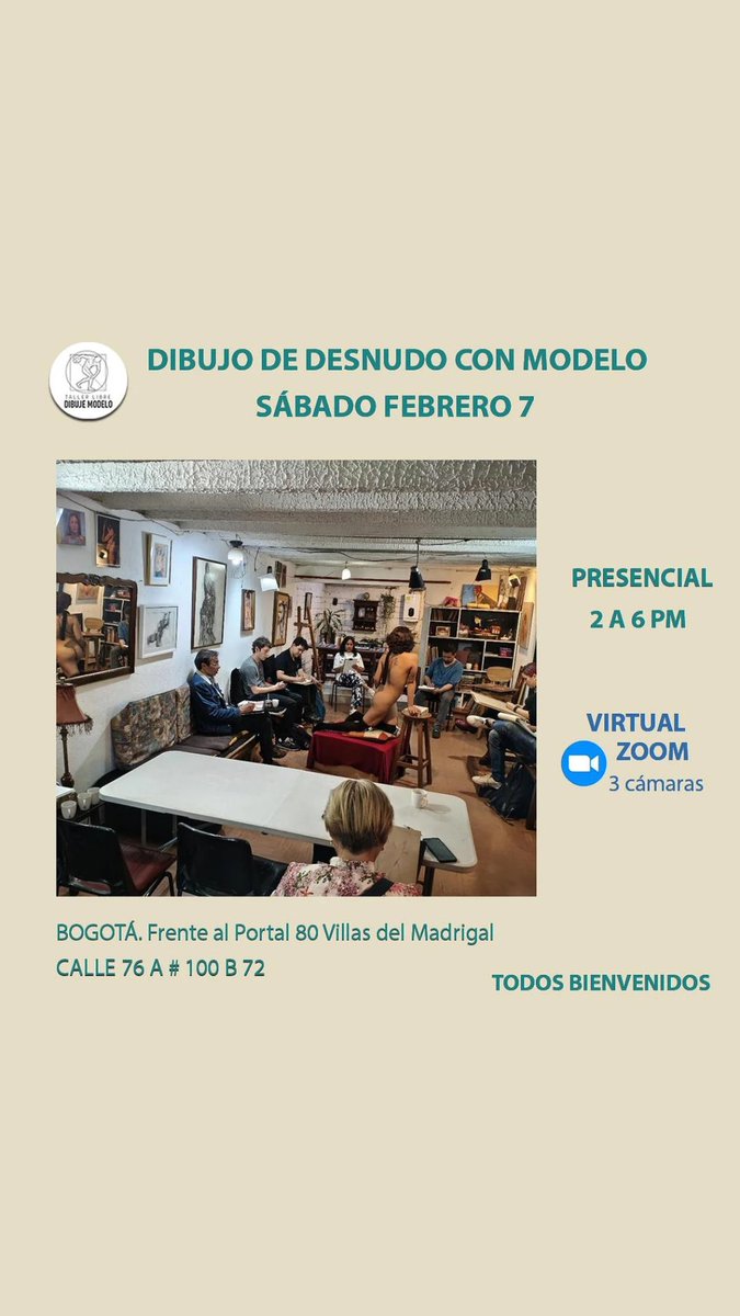 Aquí estaremos. Los esperamos presencial o virtualmente 🖌️. Dibujo de figura humana con modelo. Bienvenidos.
We'll be here. We look forward to seeing you in person or virtually 🖌️. Figure drawing with a model. Welcome. 🖌️🖌️☕✏️
