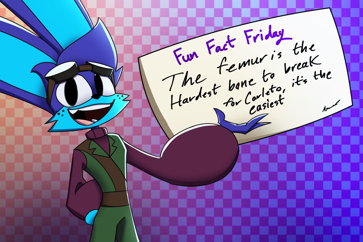 FUN FACT FRIDAY w/ ARNOLD 

Today’s fact; Did you know the femur is the hardest bone to break!?

But not for CARLETO!!
#conejos #indieanimation #conejosseries #cartoon #ArnoldFunFactFriday #FunFactFriday