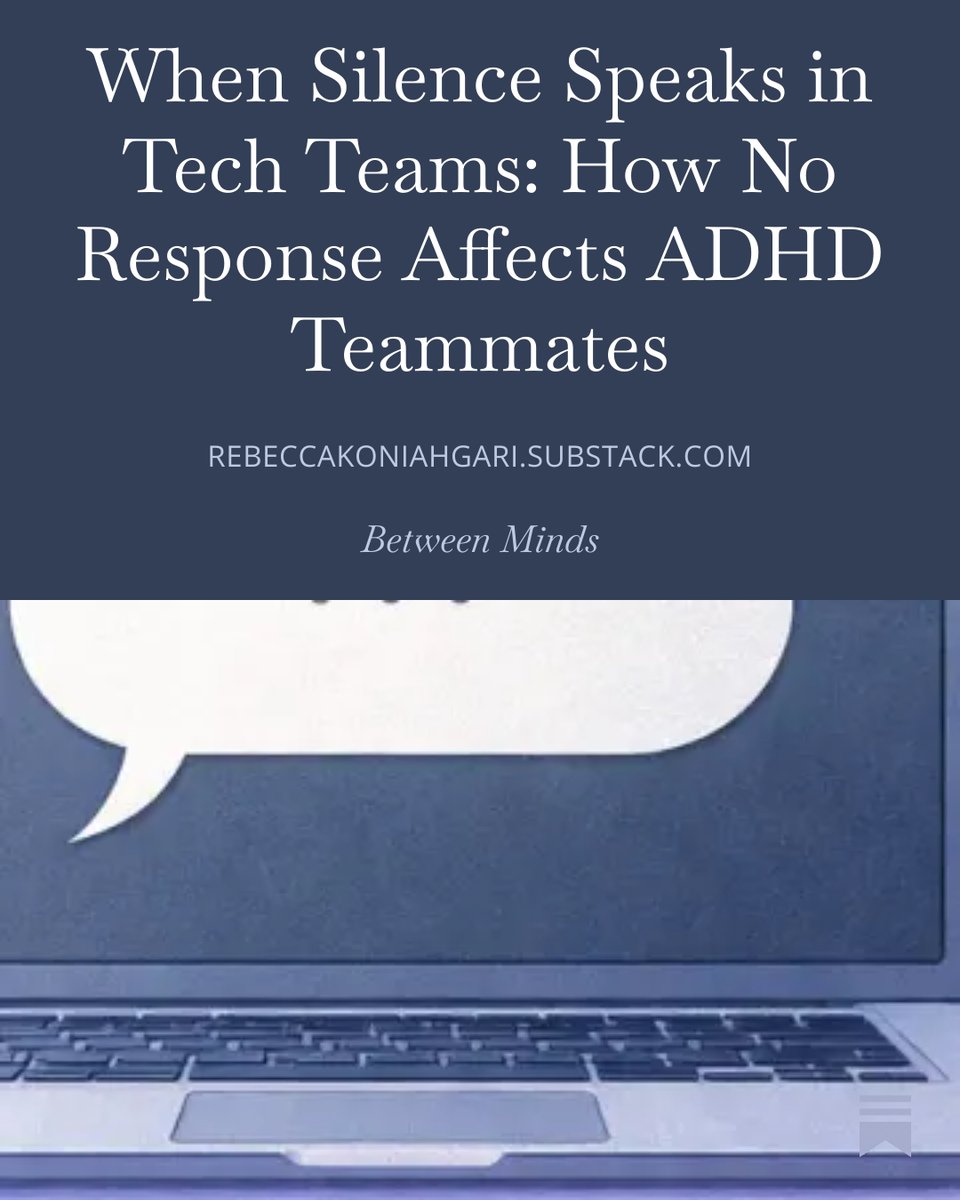 RebeccaSwetha's tweet photo. When Silence Speaks in Tech Teams: How No Response Affects ADHD Teammates

Read the full article here 👇
https://t.co/MwSeO3zCTY https://t.co/guizTMg0RE