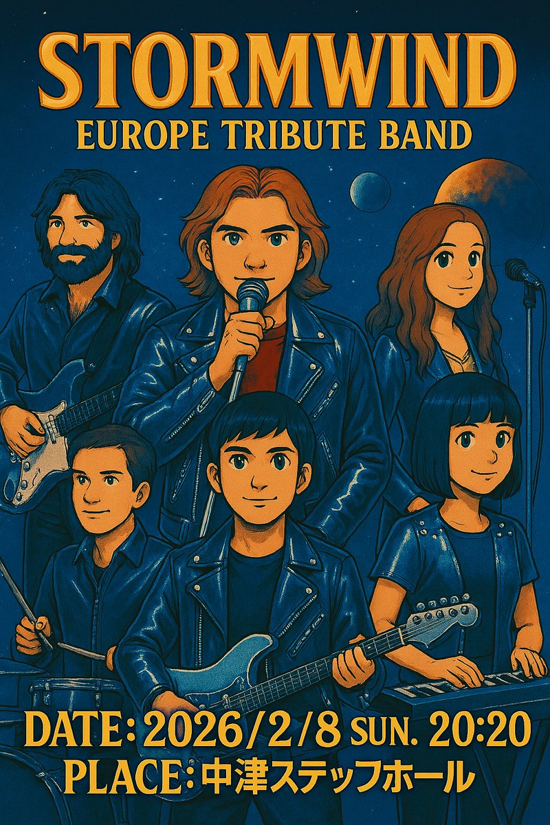 driver_s63305's tweet image. 明日はいよいよデビューLIVE😆
EUROPEの代表曲で演ります🤗

AIスゴイな…若干コレ誰？ってのがあるけど🤣
＃stormwind ＃europe