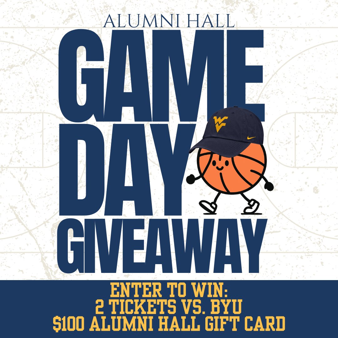 Win the ultimate game day prize package, thanks to <a href="/AlumniHallWVU/">Alumni Hall WVU</a>!

Enter now for your chance at two tickets to the <a href="/WVUhoops/">WVU Men's Basketball</a>-BYU game on Feb. 28 + a $100 Alumni Hall gift card 🎟️🛍️

➡️ pr.easypromosapp.com/p/998515