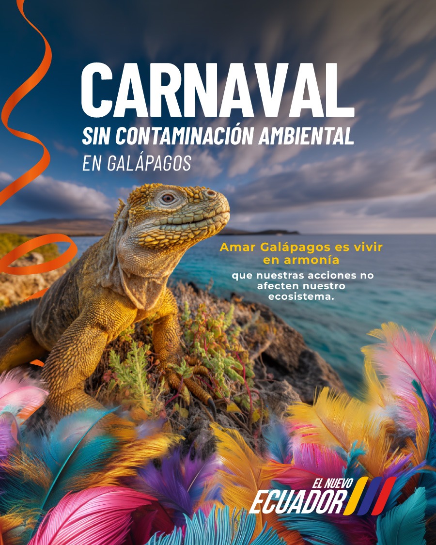 CGGalapagos's tweet photo. En carnaval, que nuestra mayor diversión sea cuidar Galápagos.

El uso de espuma y globos de carnaval no está permitido en las islas.

El Gobierno de #ElNuevoEcuador, bajo el liderazgo del presidente Daniel Noboa, fortalece la conservación de las islas. https://t.co/ppmnEe5lua