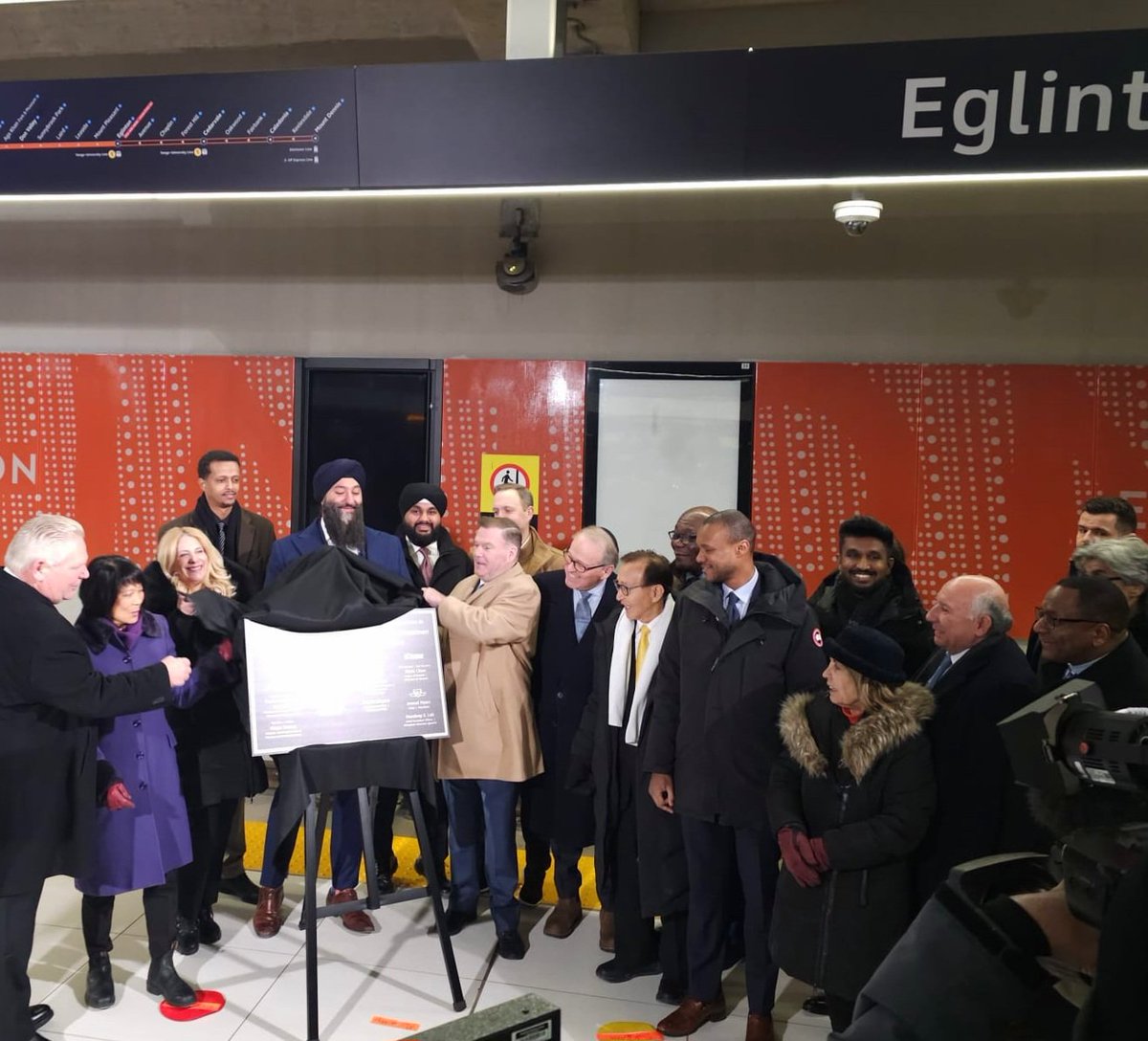 Thompson_37's tweet photo. Delighted to join @premierdougford, @MayorOliviaChow, and partners from across the city for the unveiling of the Eglinton Crosstown plaque -  a milestone moment for transit in Toronto. https://t.co/rVXL3QkFN3