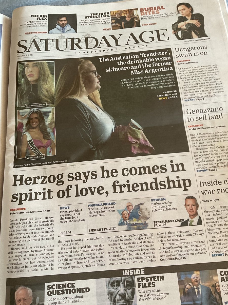 So unequivocal in its support for a genocidal regime, ⁦<a href="/theage/">The Age</a>⁩ attempts to put a human face to it. Journalism forsaken to be a propagandist for an atrocious regime that’s also killed hundreds of Palestinian journalists. #auspol #Gaza #Genocide #IsraelWarCrimes