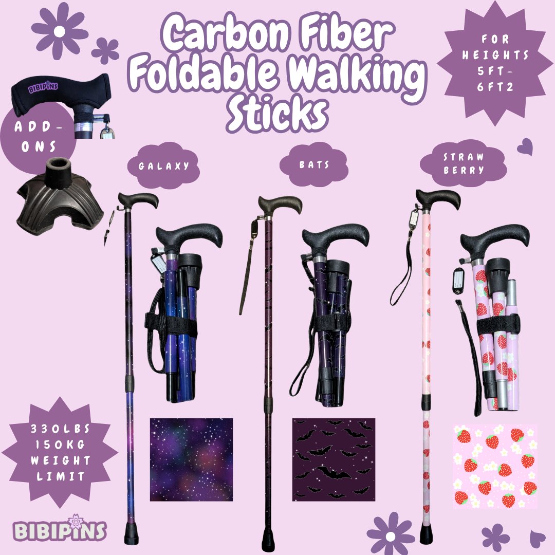 BibiBlossoms's tweet image. Happy Black History Month! 

It costs 0$ to Repost a Black disabled queer small business! It could lead to my next sale.

These carbon fiber foldable walking sticks are lightweight and strong. You can fit them in a bag! And they come in 3 great patterns!!!

Store details below!