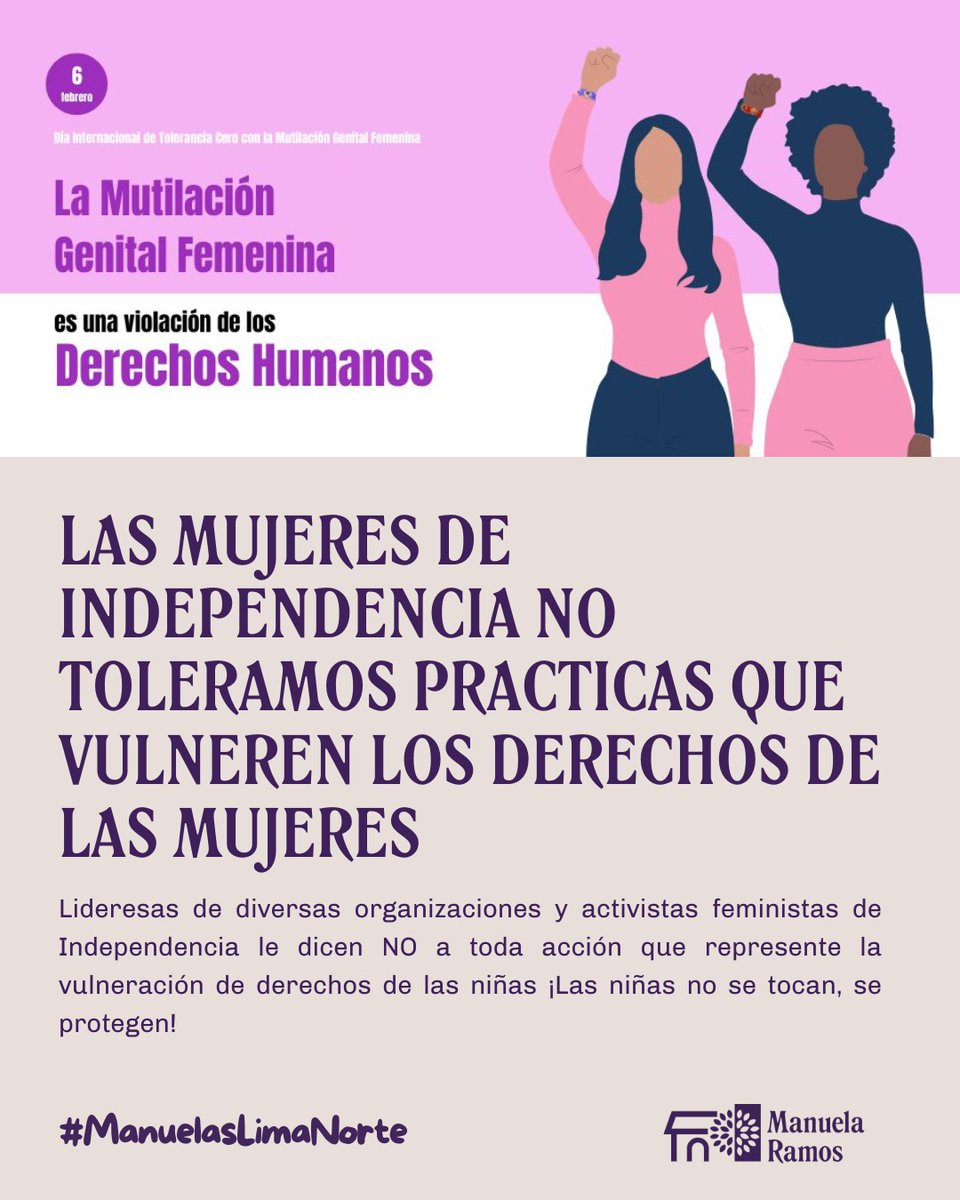 ManuelaRamos's tweet image. #MemoriaFeminista 💜 | Las Manuelas NO toleramos prácticas que vulneren los derechos de las mujeres ❌
Lideresas de diversas organizaciones y activistas feministas de #Independencia rechazan toda acción que represente la vulneración de derechos de las niñas.