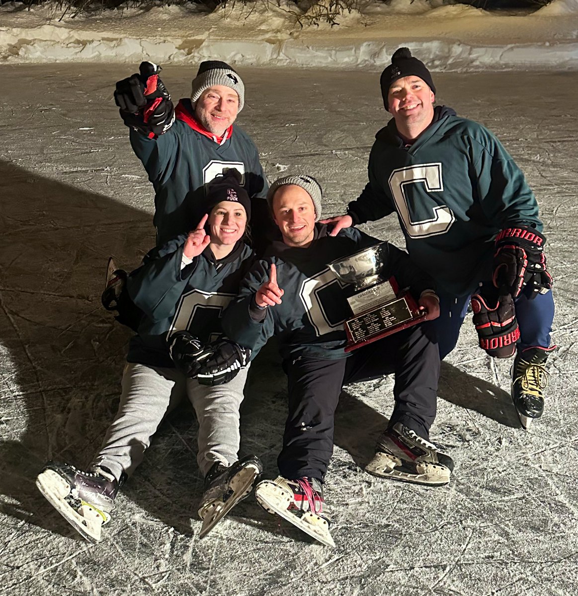 CCPats_BHockey's tweet photo. Much to everyone’s chagrin, another Coaches’ Team victory in the Concord Cup.

Coaches Muzz, Barber, &amp; Souliotis teamed up with parent Mr. Daley to hoist the “hardest trophy to win in sports.” Might have to break up the band next year to make it more fair. https://t.co/RKE2q8dlwA