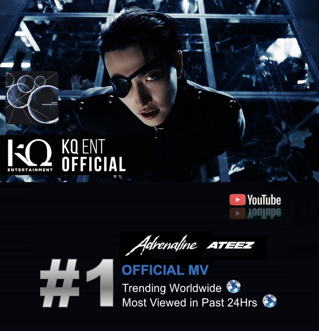 WORLDMUSICAWARD's tweet image. #ATEEZ's epic MV is trending at #1 on YouTube  Worldwide, and is the Most watched MV in the world over the past 24 hours!  💪📽️💥1⃣🌎🕛🔥👑👑👑👑👑👑👑👑🖤

WATCH: youtu.be/vqkfEUqjl6Y