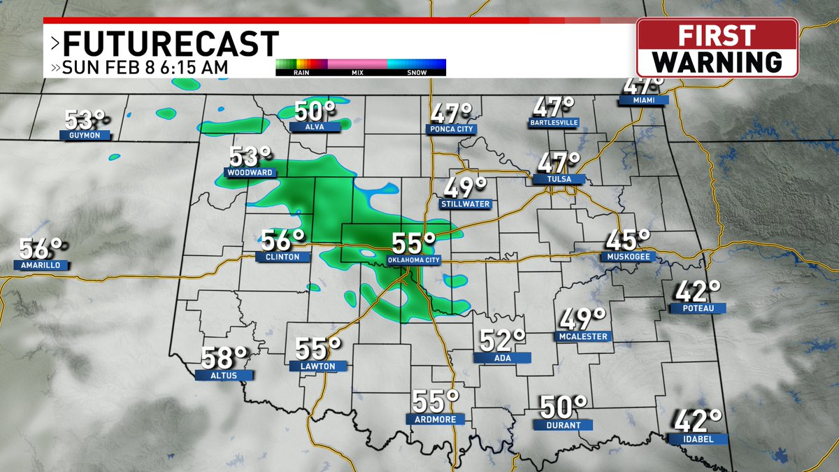 This weekend still looks nice with mild temperatures. We could see a small chance of showers Sunday morning, but the rest of the day should be dry with more sunshine.
#okwx