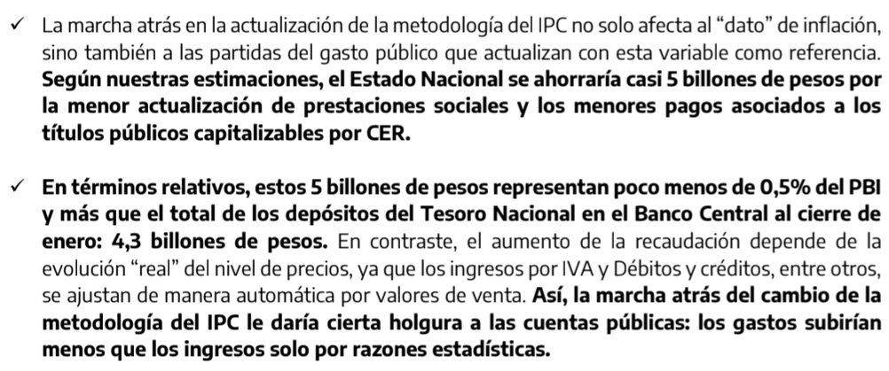 ¿Cuánto se ahorra el Gobierno por no dar el dato correcto de inflación y así evitar pagar los bonos CER a la tasa real de inflación, así como jubilaciones, salarios y demás gastos sociales indexados x IPC? 

5 billones de pesos, casi medio punto del PBI. Tranca. 

Informe de