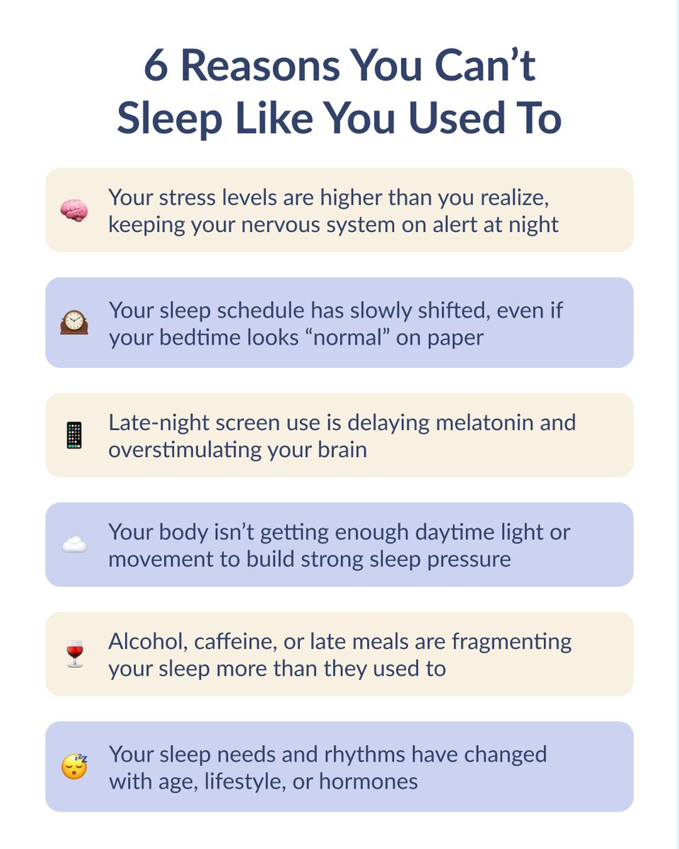 If your nights feel harder than they used to, there’s a reason.

Your body might be struggling to settle—and understanding why is the first step to better sleep. Here are some of the most common causes of sleepless nights: bit.ly/3ZBxo4B

#SleepDoctor #SleepTips