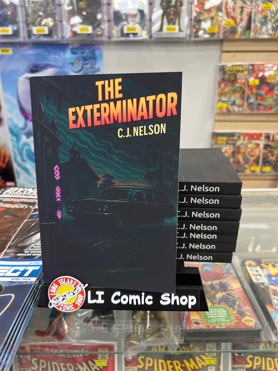 CJNelsonWriter's tweet photo. Besides getting married and the birth of my kids… this is up there.

The Exterminator is officially on shelves at LI Comic Shop — my favorite comic shop.

Huge shoutout to @LIComicGuys for backing indie creators.
#TheExterminator #IndieAuthor #ComicShop #HorrorFiction https://t.co/TAOdI6nH4y