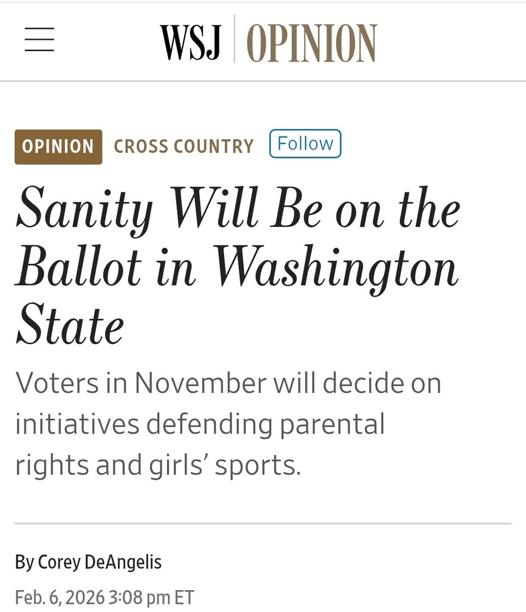 DeAngelisCorey's tweet image. Sanity will be on the ballot in Washington state in November.
wsj.com/opinion/sanity…