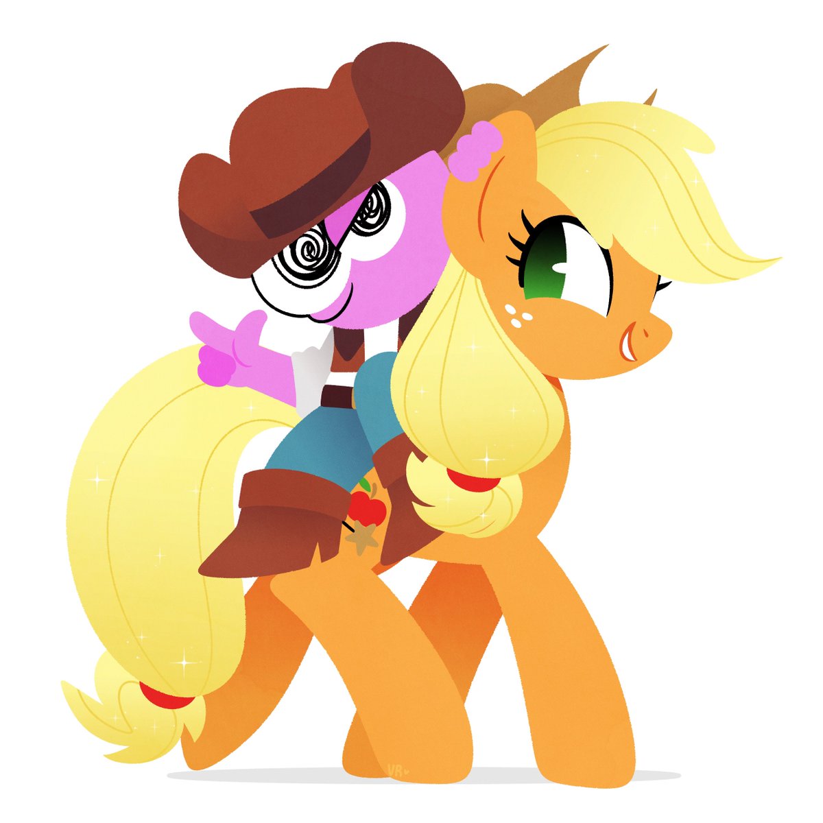 aferalsunflower's tweet image. (made this for a friend who likes pim and applejack 🍎)