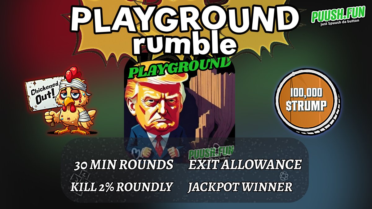 🔴 TRUMP PLAYGROUND RUMBLE 🔵

TICKER ENTRY: 100,000 $TRUMP

People are saying this PLAYGROUND is the greatest playground ever built. Tremendous. Nobody’s ever seen rounds like this before. 30 minutes. Very efficient. Very strong rounds.

Every round? We clean house. 2% - GONE!