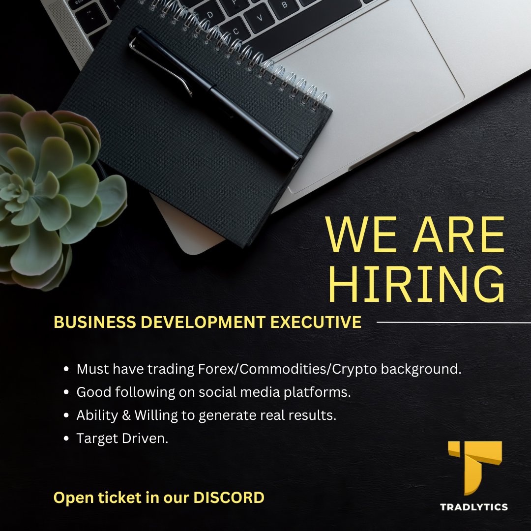🟡 WE ARE HIRING – BUSINESS DEVELOPMENT EXECUTIVE 👨‍💼

Join Tradlytics and be part of a fast-growing propfirm review ecosystem.

Strong communication. Strong targets. Strong growth.

📩 Join our Discord &amp; Open Ticket to apply✅

🚨Please note:

Ample Benefits will be provided to