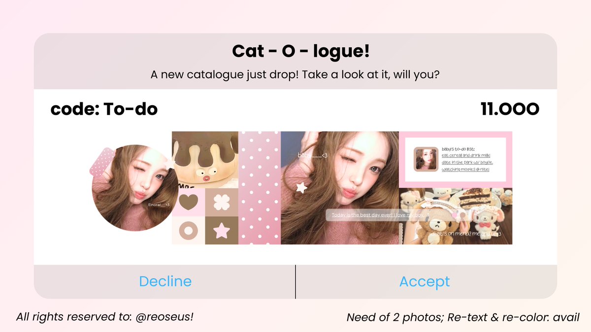 help repost, thankie! ♥︎ #zonauang

hi! kenalan sama 4 anak baru aku, plic? >___< all catalogue bisa dijadikan layout couple ya! mohon bantuannya untuk diospek. <3 kalau ada kesamaan dengan BA lain, kindly let me know thru my dm! thankie, xx. ♥︎