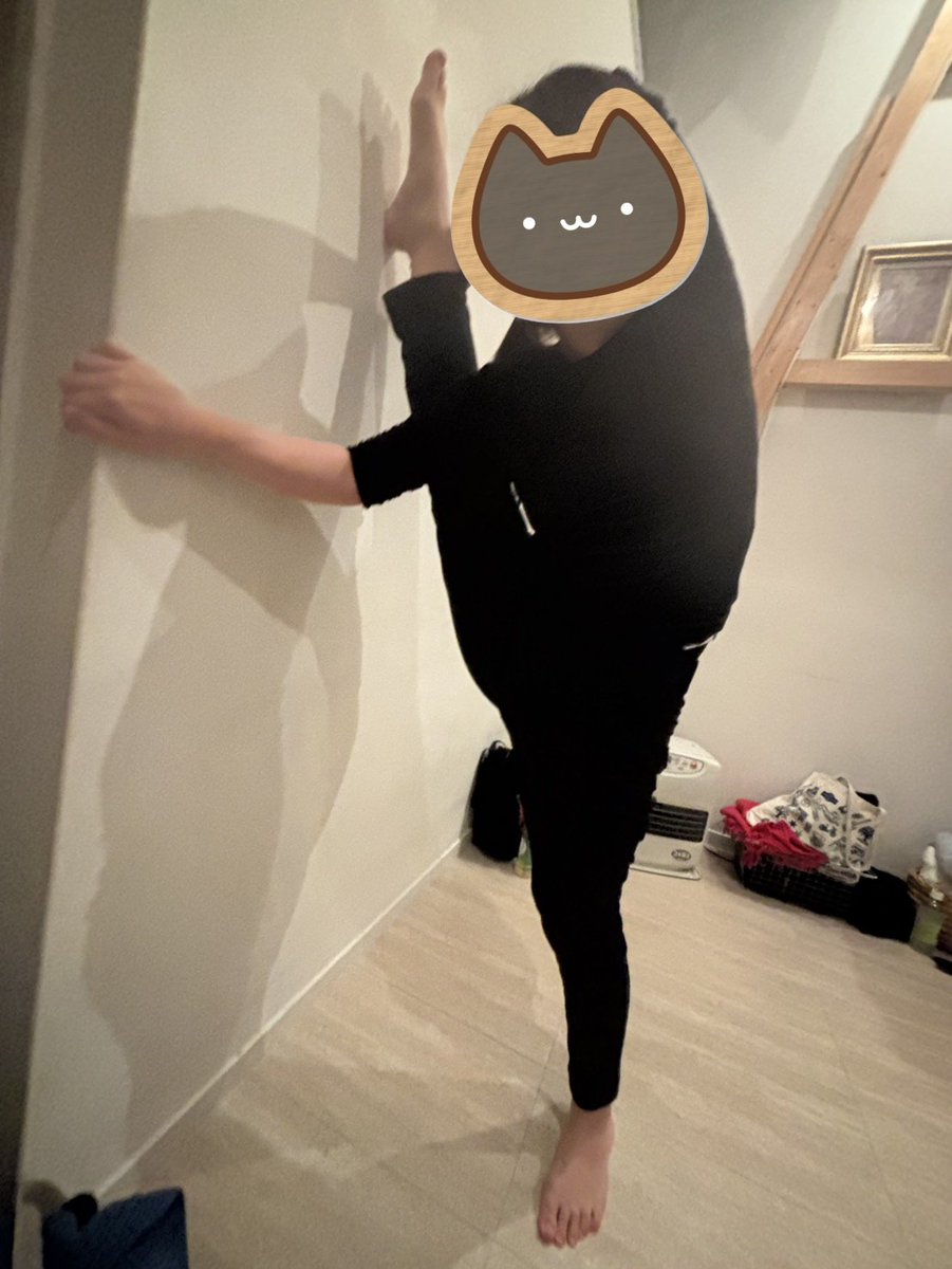 これはズルしてI字バランスになろうとしているところ。身体へ柔らかくなって頂いてよろしいでしょうか？？？
毎日ストレッチしなあかんのよな、ほんまに…