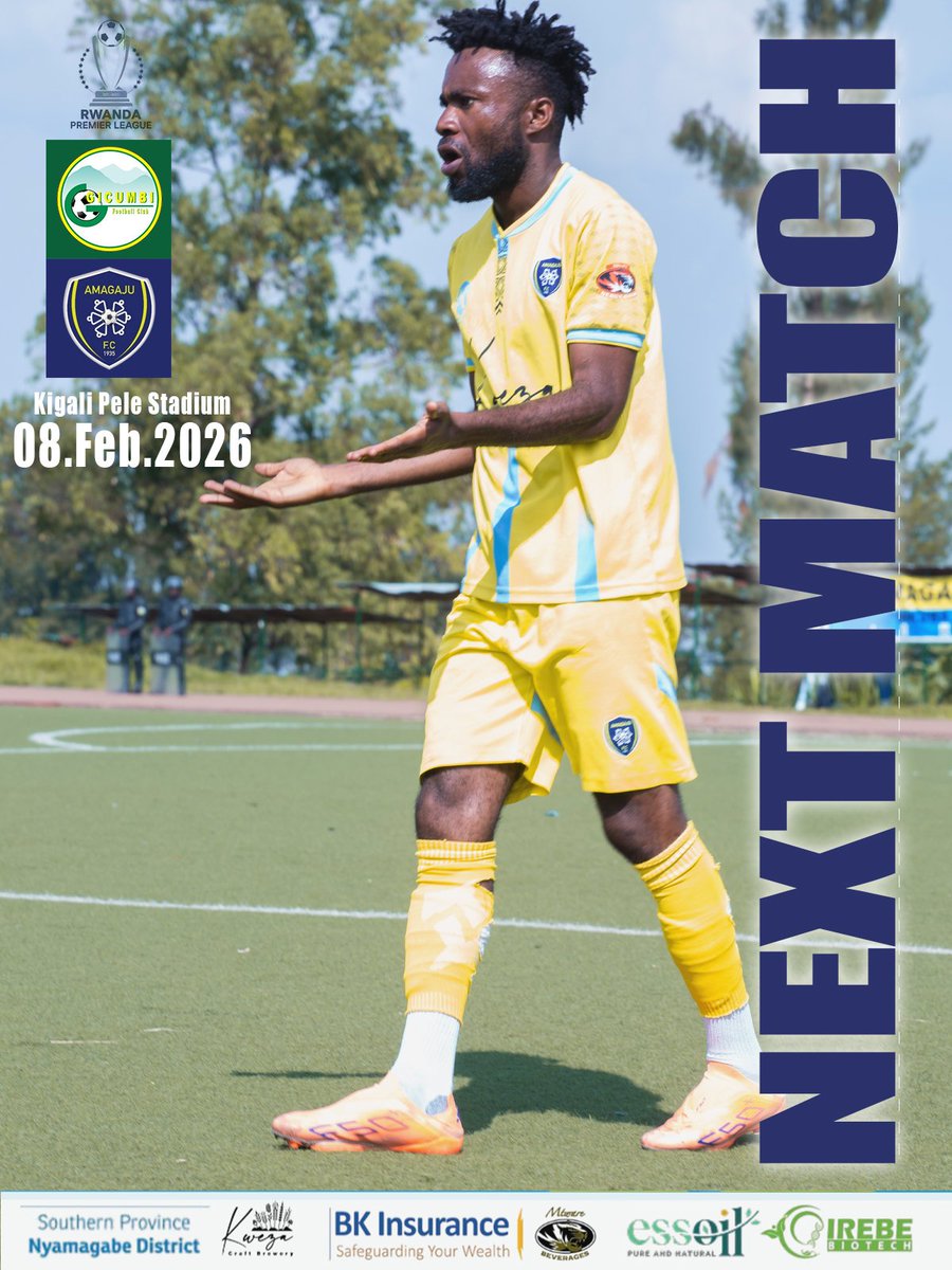 AmagajuL's tweet photo. Next Match 
Gicumbi FC  vs Amagaju FC 
Sunday 08 February 2026      
@kigali Pele Stadium 3PM
#Inkuba zesa💪 https://t.co/y21nldMcmq