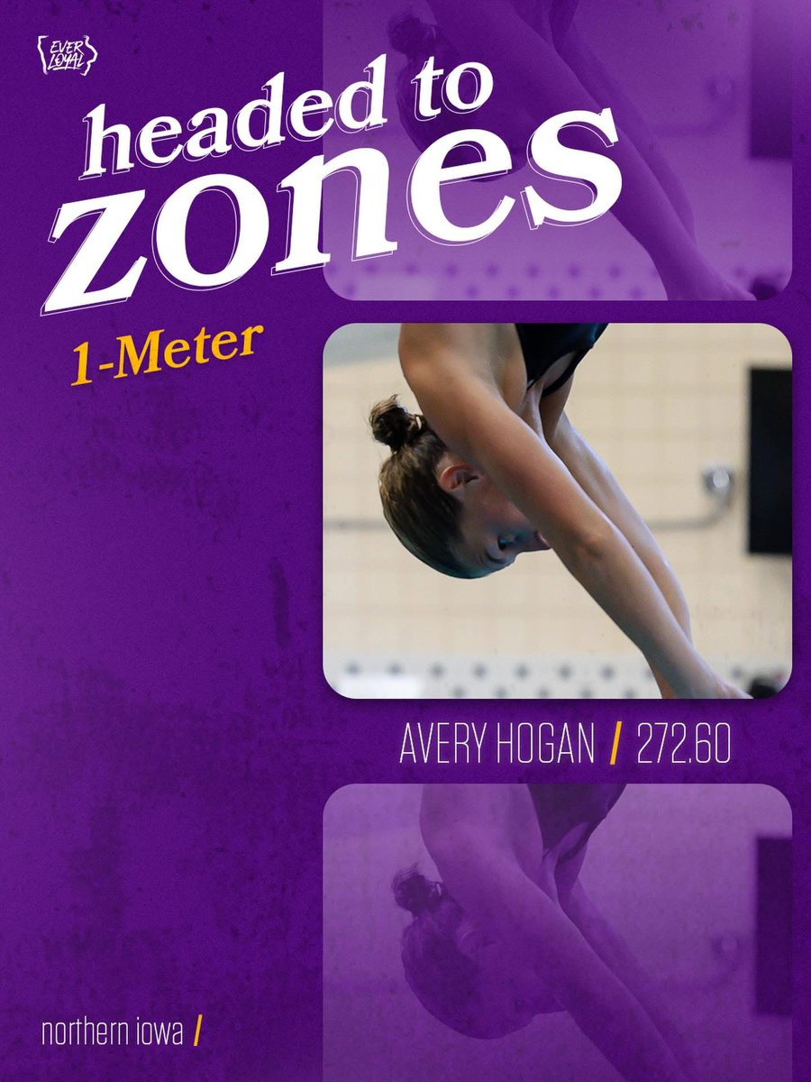 ZONES BOUND!!! 💪

Avery Hogan qualifies for NCAA Diving Zones at the Omaha Diving Invite on 1-Meter with a score of 272.60, moving her into the top-five in program history! 

#EverLoyal | #UNI1
