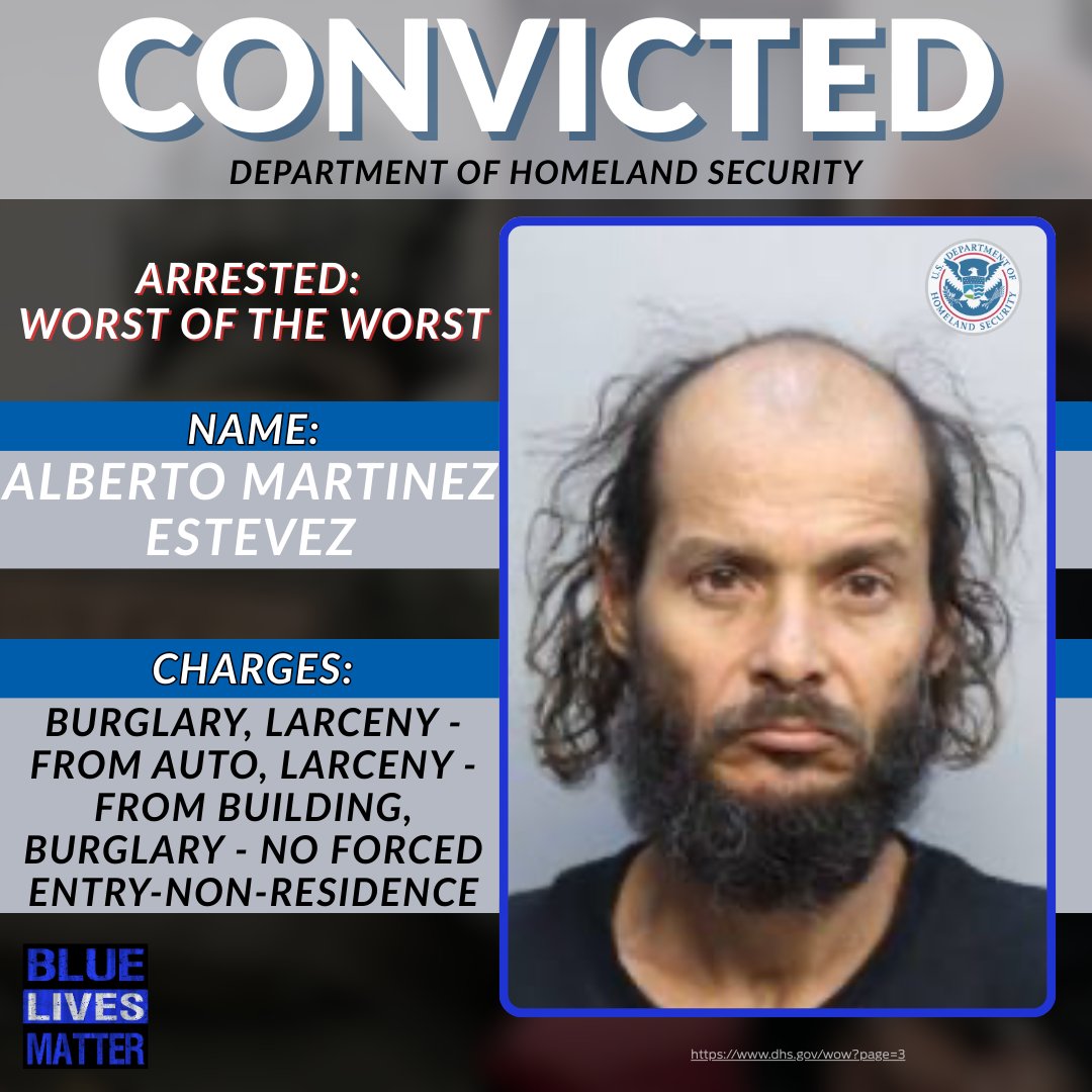 The <a href="/DHSgov/">Homeland Security</a> and <a href="/ICEgov/">U.S. Immigration and Customs Enforcement</a> are making their rounds. Another dangerous illegal is off the streets.

<a href="/WhiteHouse/">The White House</a>