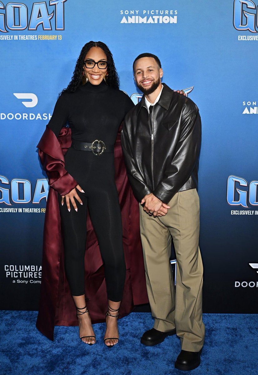 jinthirty's tweet image. Steph Curry and A’ja Wilson at the #GOATMovie Premiere in LA