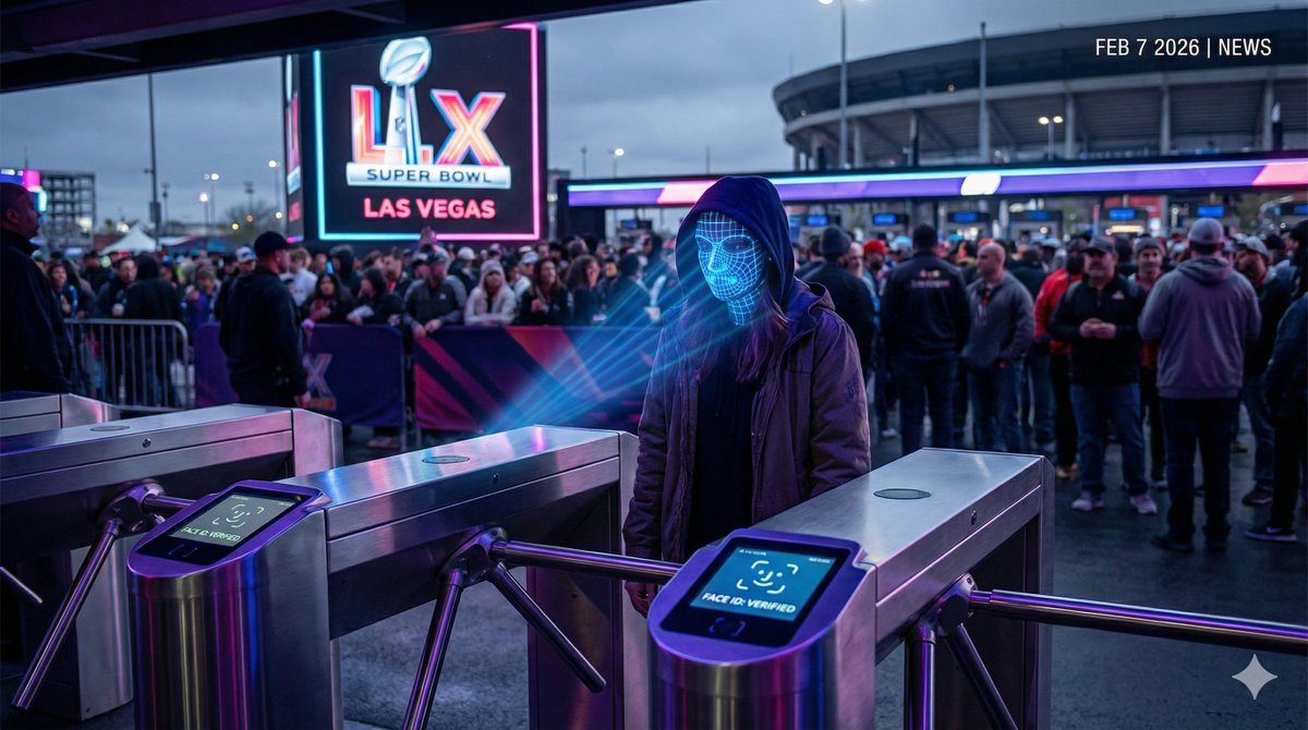 vesbuzz's tweet photo. 🚨 $14,000 for a ticket?! 💸

Super Bowl LX is breaking records, but the new "Face ID" entry system is freaking people out. 🤖📸

Would you let the NFL scan your face to skip the line?

👇 Full Story:
https://t.co/EQz3sw83Ld
#SuperBowlLX #NFL  #FaceID #LevisStadium  #Privacy https://t.co/DuE6dxcymJ