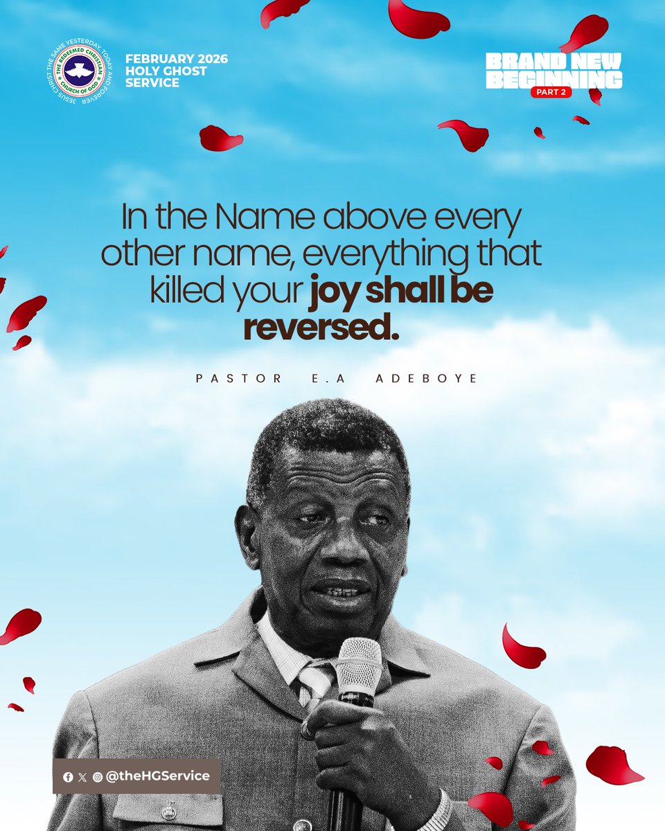 In the Name above every other name, everything that killed your joy shall be reversed.

February 2026 Holy Ghost Service 
#BrandNewBeginning2