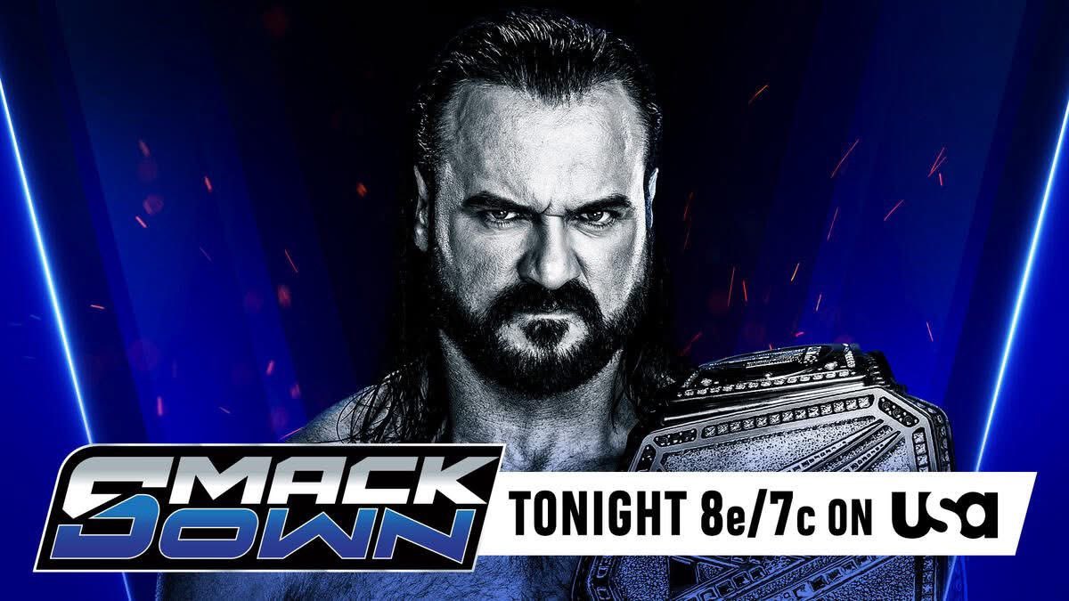 JoshiRakes44108's tweet photo. The card for tonight’s SmackDown...

- Drew McIntyre appears
- Liv Morgan is advertised
- RHIYO vs Giulia &amp; Kiana James (Tag Titles)
- Lash Legend vs Tiffany Stratton vs Chelsea Green (EC Qualifier match)
- Aleister Black vs Solo Sikoa vs Randy Orton (EC Qualifier match) https://t.co/FTgYbbXiMK