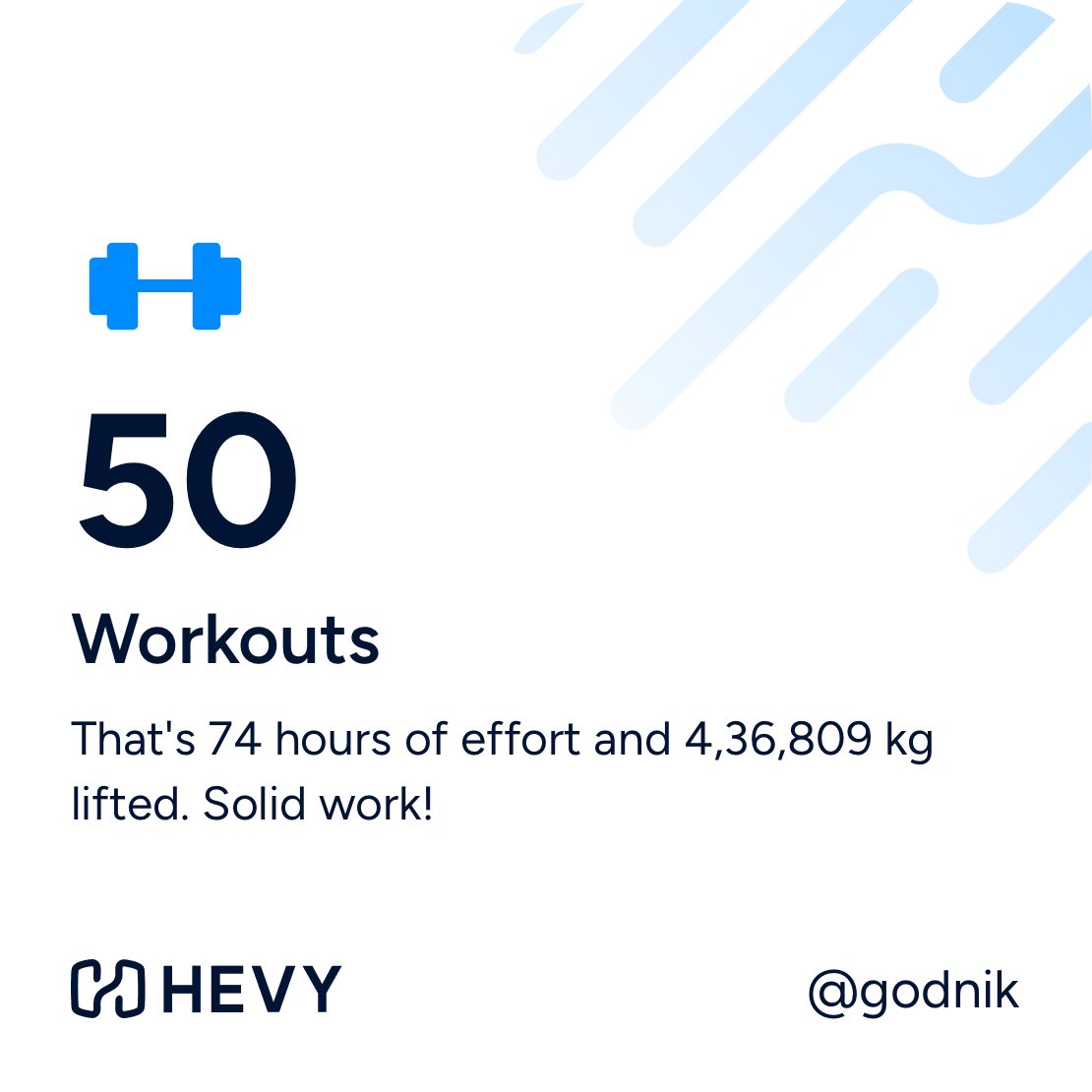 Just wanted to share a major W with my twitter audience I tracked 50 workouts to 500 more…