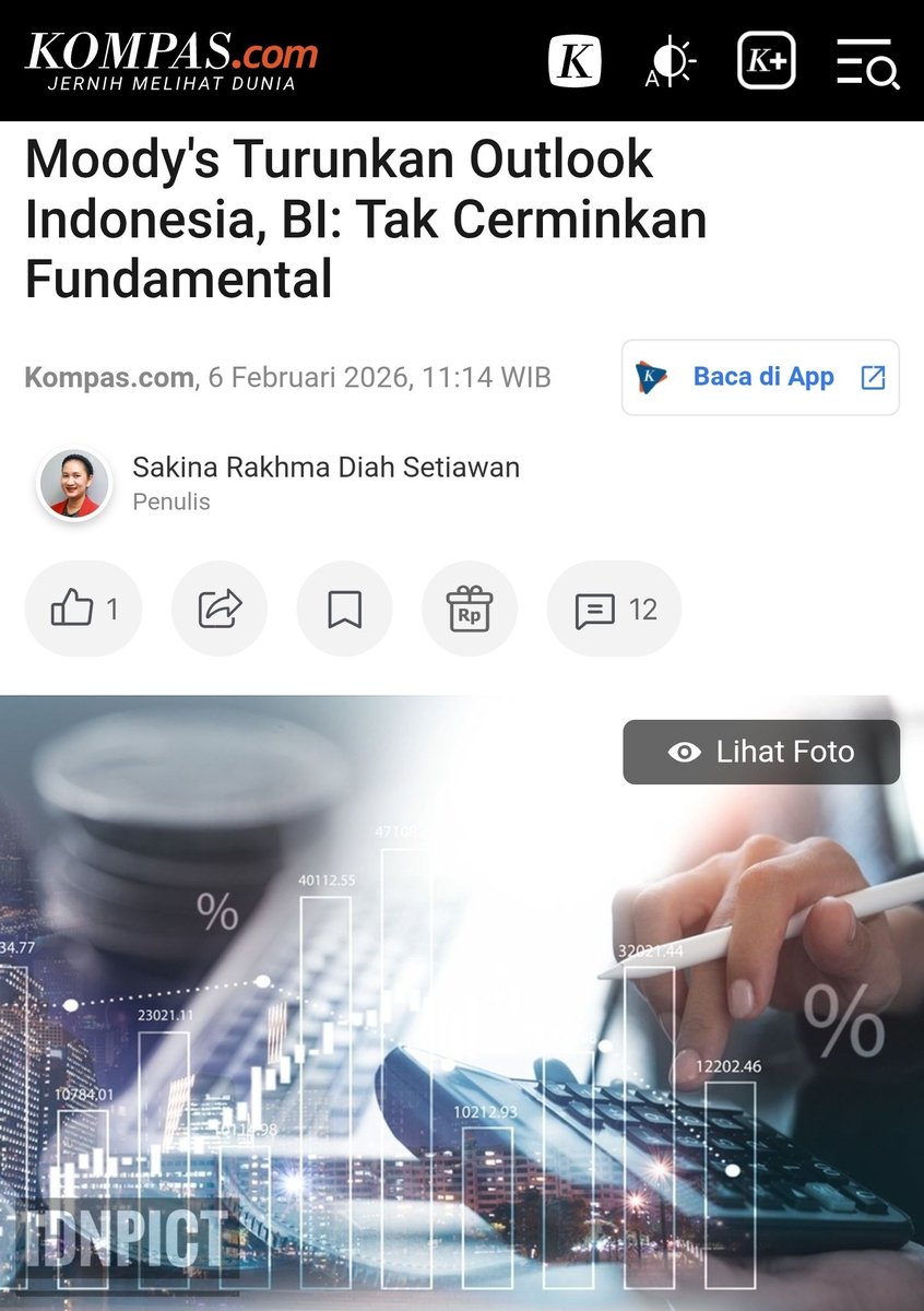Peringkat Outlook Indonesia turun, dari "stabil" menjadi "negatif".