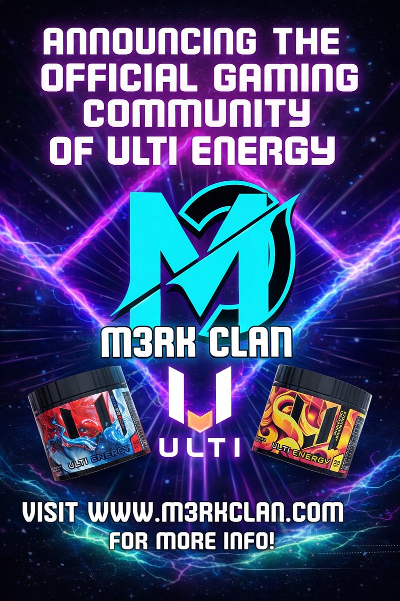 🚨BIG ANNOUNCEMENT🚨

Proud to welcome <a href="/M3RKCLANGAMING/">M3RK CLAN™</a> as the OFFICIAL GAMING COMMUNITY of ULTI Energy⚡️🎮🩵

This isn’t just a partnership…
It’s a squad built on grind, vibes, and supporting Mental Health/Veterans!

👉Use code M3RK at checkout. 
% of M3RK sales will support