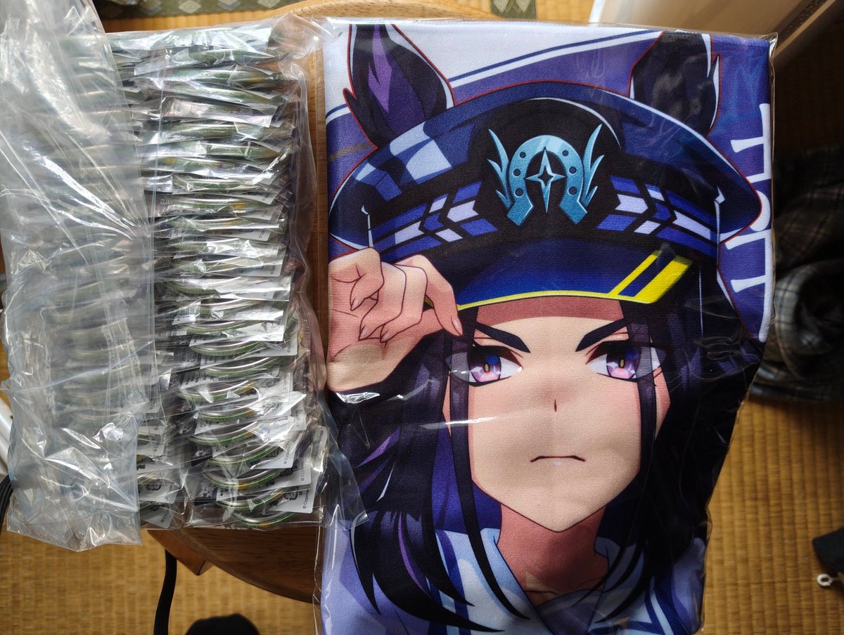 フェノーメノの応援タオルとシービーの缶バッジ到着