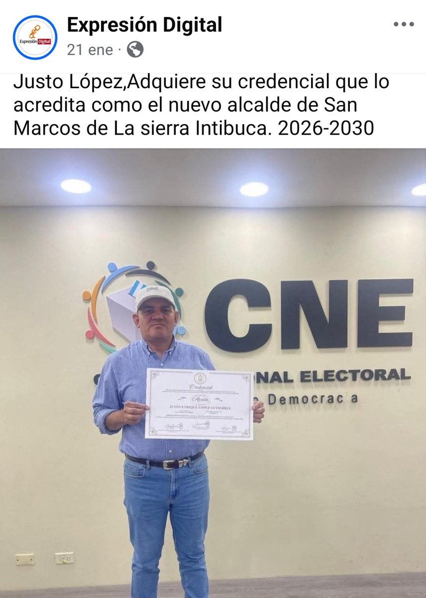 Se hizo justicia, el TJE dio por ganador a Oscar Pineda(LIBRE) en San MarcosdelaSierra, Intibucá. después que el CNE diera la credencial a el cachureco que quería robarse la alcaldía