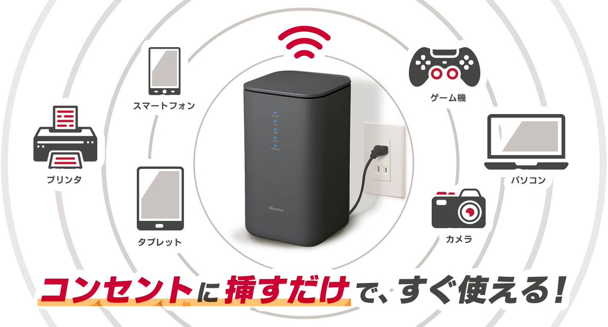 ドコモhome5G 】 コンセントに挿すだけですぐに使えるwifiルーター