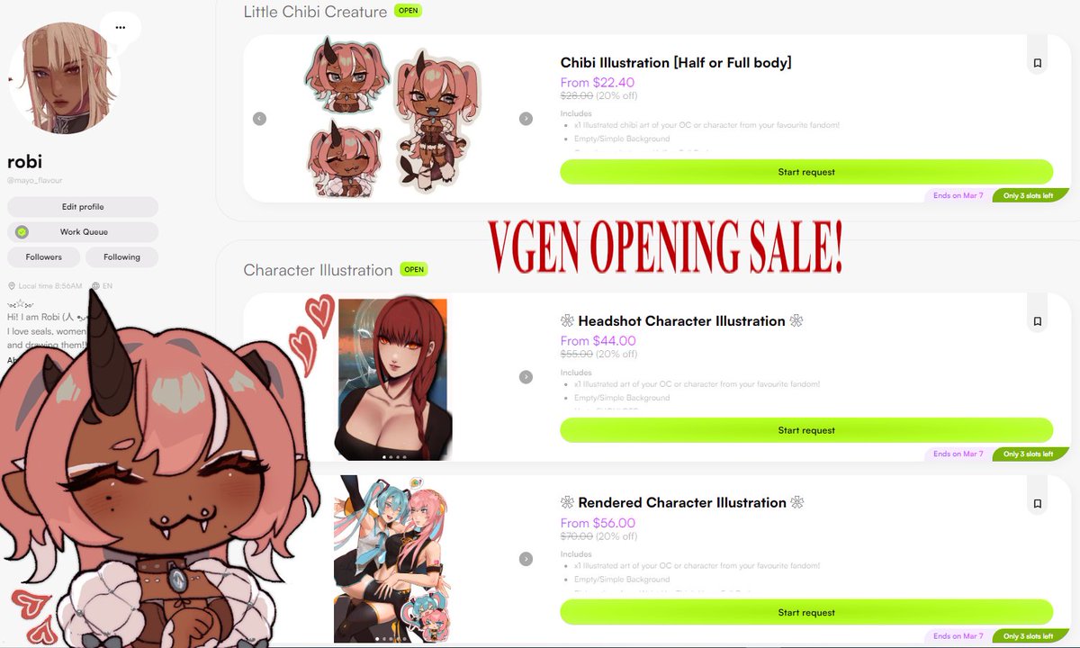 𓂃˖˳·˖ ִֶָ ⋆͙ (•⩊• っ)3 ⋆ ִֶָ˖·˳˖𓂃 ִֶָ
I am having 20% discount on for c0mm$ on #VGen
 
I am trying to reach the v3rif1ed goal!🥺
check out my stuff here ⤵︎⤵︎⤵︎
vgen.co/mayo_flavour

(RT and likes much appreciated!)  
#VGen #VGenOpen