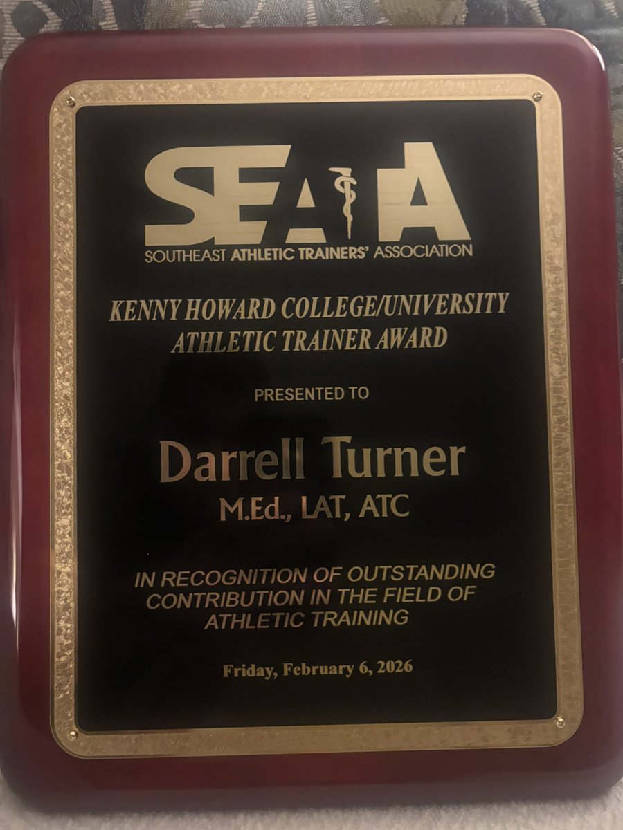 dmturneratc's tweet photo. Busy day, but it was worth it. I was honored to receive this SEATA award today. I’m deeply thankful for the support of my colleagues and my family, and for the privilege to serve and support our student-athletes and the University of Memphis. https://t.co/V3zXTLdSvP
