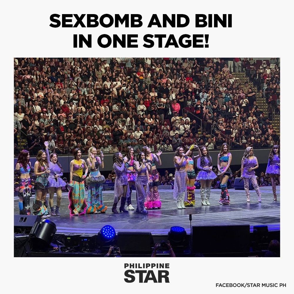 TWO ICONIC GIRL GROUPS IN ONE STAGE 💗

Fans were surprised when P-pop girl group BINI appeared onstage to perform “Halukay Ube” with Sexbomb Girls at the Mall of Asia Arena on Friday. 

The SexBomb Girls first reunited for their nostalgic concert last December at the Araneta